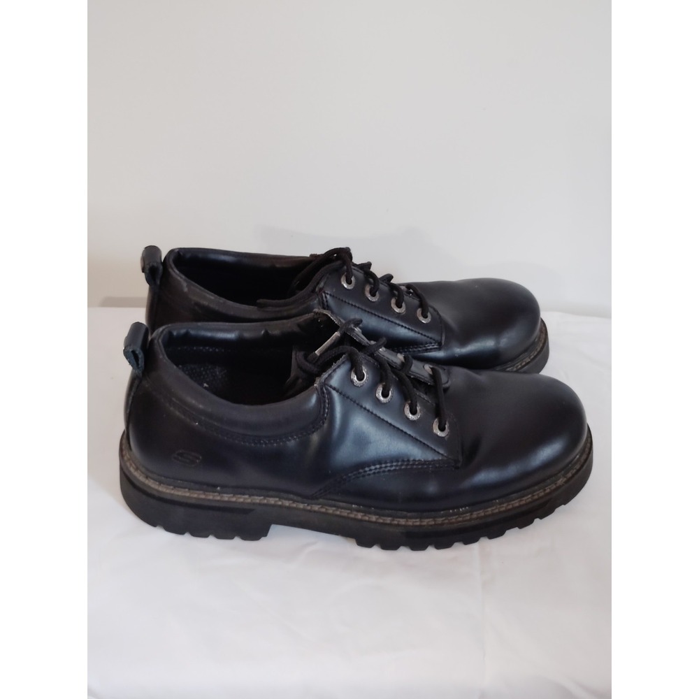 Skechers Work Cankton Men 11.5 Black Steel Toe Slip Resistant Shoes 60097 Low To